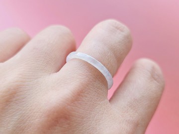 【親翠】天然翡翠 冰莫西沙美人條方戒手指鐲10.5號戒圈 R款