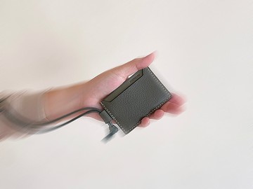 手工縫製橄欖綠皮革名片卡夾證件套票卡夾