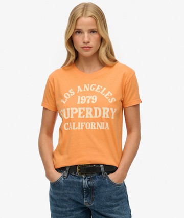 Superdry Women's Surf Logo Fitted T-shirt Orange Size: 8