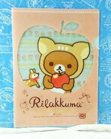 【震撼精品百貨】Rilakkuma San-X 拉拉熊懶懶熊 A4資料夾 粉 蘋果+花 震撼日式精品百貨
