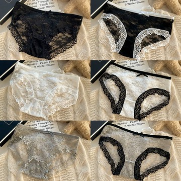 【蕾絲禮盒】純欲透明性感 法式蕾絲內褲女10A抑菌透氣超薄款無痕三角褲頭