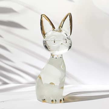 上手家居 天氣瓶 19 x 8 x 5cm 玻璃擺飾 氣象預報  安德森貓 透明 + 金色