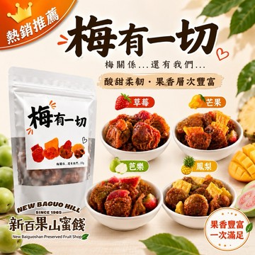 【新百果山蜜餞】梅有一切 梅有芒果 梅有夾心梅肉 梅有芭樂 梅有草莓 梅有鳳梨 梅有檸檬 古早味零食 梅子夾水果 綜合蜜