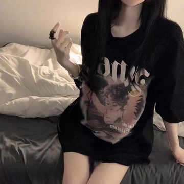 爆款補貨🎉純棉短袖t恤女夏季新款印花小衆休閒百搭寬鬆顯瘦洋氣ins上衣時尚QVG5