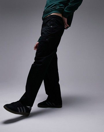 Topman relaxed cargo trousers in black