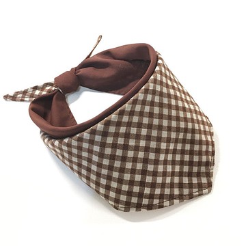 狗狗專屬名領巾-客製化(中小型犬)- 咖啡小格