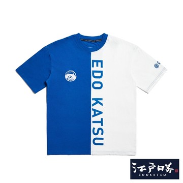 江戶勝 男裝 撞色經典印花短袖T恤-藍色
