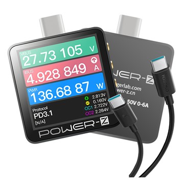 ChargerLAB POWER-Z USB PD 測試儀+數據線套組 240W大功率PD 3.1 50V 6A 充電頭測試儀 KM003C 電壓電流 PD USB 電流檢測儀