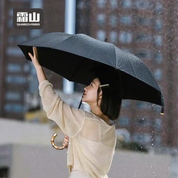 日本霜山 復古竹柄8骨晴雨兩用摺疊傘(附收納提袋)-多色可選