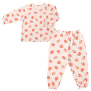 akachan honpo - 幫助睡眠長袖家居服-套頭式 草莓-粉紅色