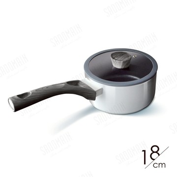 【仙德曼SADOMAIN】銀雪日本大金不沾片手鍋18cm (附強化玻璃蓋) AG3182