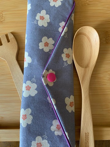 文青風環保純棉筷袋 ~ 暖心花兒 溫柔紫 日本 潮物 收納 手作餐