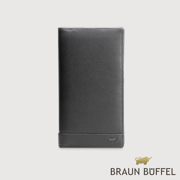 【BRAUN BUFFEL 德國小金牛】台灣總代理 威爾 15卡兩折長夾-黑色/BF529-631-BK