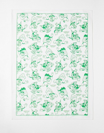 Typo ice cream sundae print tea towel-Multi