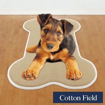 棉花田旺旺舒壓記憶綿吸水防滑骨型踏墊-淡褐色(二件組)