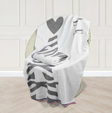 ELLE艾菲之心緹花浴巾-灰