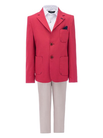 Moustache - Dante patterned-jacquard suit - kids - Polyester - 5 yrs - Red