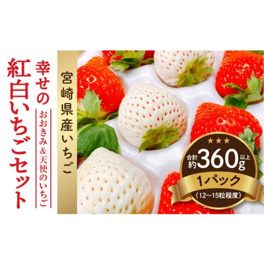 ふるさと納税 宮崎県 宮崎市 期間・数量限定 宮崎県産 イチゴ 幸せの紅白いちごセット おおきみ天使のいちご 1パック(約360g以上:12粒〜15粒程度)_M260-0…