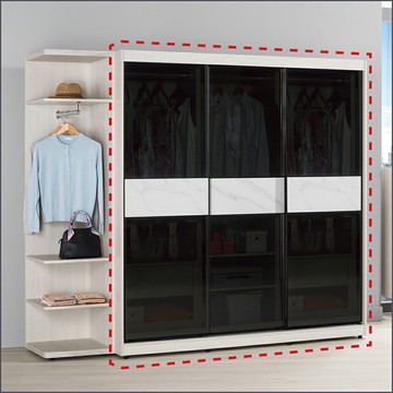 6尺被櫥式鋁框滑門衣櫥黑玻璃 收納衣櫃 推門衣櫥 【149B107519】Leader傢居館149-A210+A209+A210