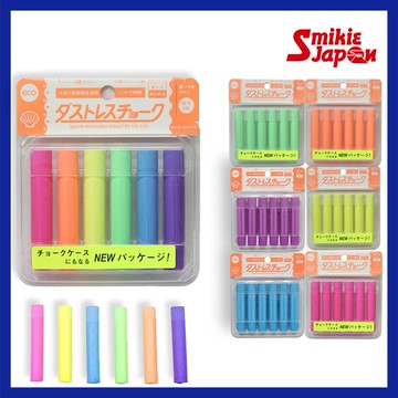 🟡🟢🟣Nihon Rikagaku日本理化学 無塵螢光黑板粉筆：紅、黃、綠、橙、藍、紫 6 種顏色 6 支日本直銷