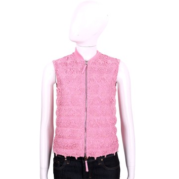 ERMANNO SCERVINO 粉色織花蕾絲拉鍊背心