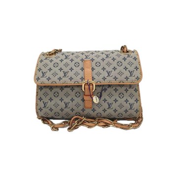 【二手精品 9.9成新】LV老花單寧皮穿鏈腰鼓斜挎側背包(可流浪背)(更換植鞣革) 編號L184