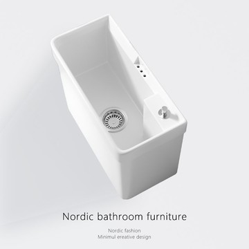 超薄陽臺陶瓷拖把池槽衛生間地拖布池落地式家用大號墩布池盆窄長 b8031