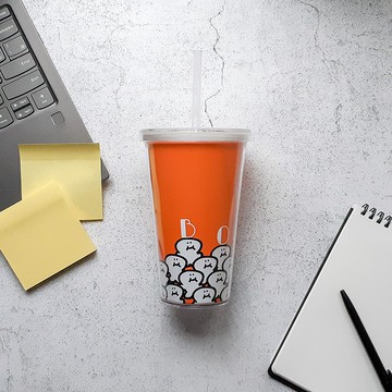 H仔雙層吸管冷水杯 500ml