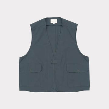 日本Still By Hand 無側縫線輕薄寬鬆高密度棉單扣非典型工裝風背心