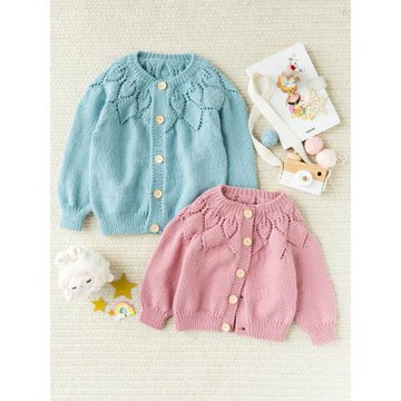 新媽咪手作葉子育克開衫手工編織棒針diy兒童寶棉毛線團材料包