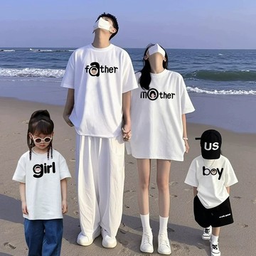 🚀隔日到貨🚀百搭炸街全家裝家庭服短袖上衣短袖夏季親子裝寬鬆ins風短袖親子裝親子服裝親子裝炸街親子裝印花短袖卡通短袖