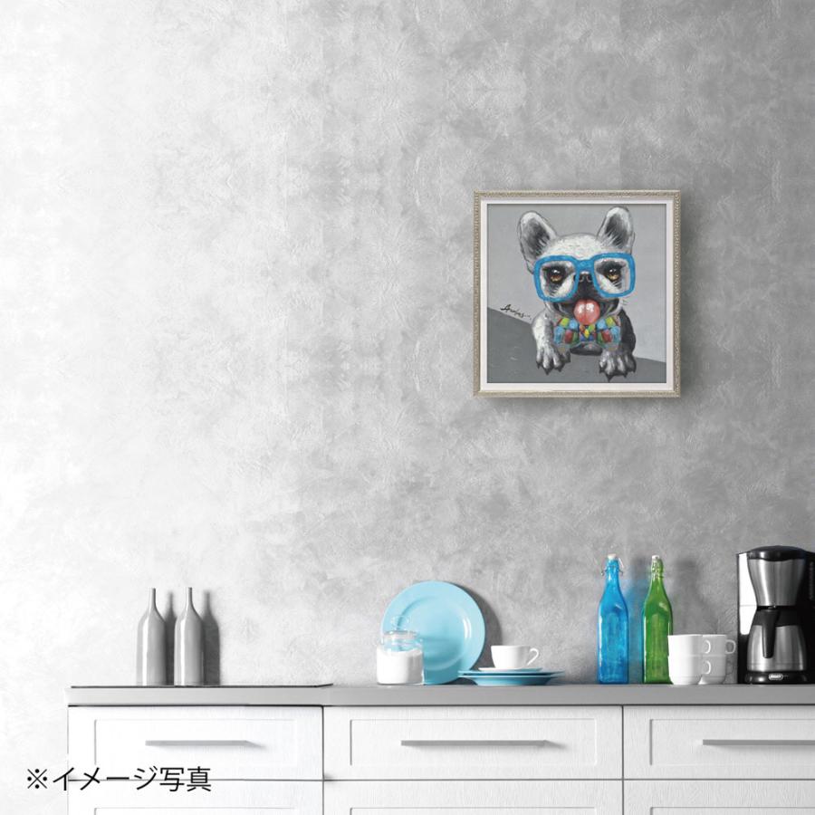 絵画 オイル ペイント アート「ブルーグラス（Sサイズ）」 おしゃれ 油絵 額入り カラフル 犬 手描き 動物画 いぬ インテリア 壁掛け アート プレゼント モダン