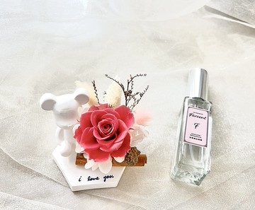 交換禮物【可客製文字】人氣香氛系列  小熊擴香石&不凋玫瑰組合