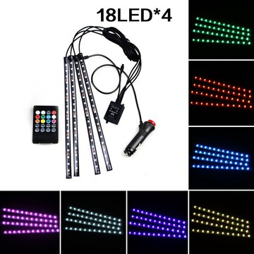 🔧汽車氣氛燈 USB 遠程聲控 七彩聲控RGB 腳底氛圍燈LED燈飾