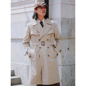 紳士壞品味 嘎巴甸戰壕風衣 簡約復古中長款雙排扣春秋大衣