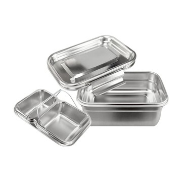 MiyAco 米雅可 經典316不鏽鋼雙層分隔密封保鮮盒 1L 台灣製造 食品級材質 冰箱收納好幫手  1組  1入