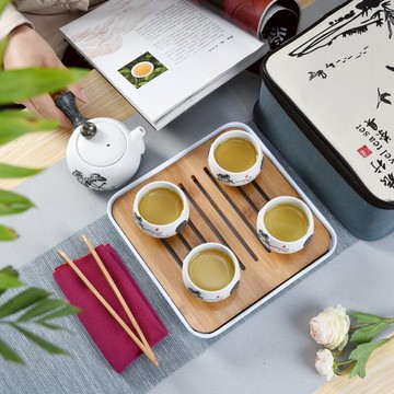 紫砂泡茶壺旅行茶具套裝便攜包隨手泡功夫套裝小號茶杯攜帶茶盤