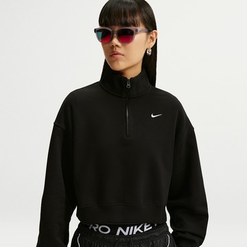 Nike Studio Fleece Medium Weight Women's Oversized 1/4-Zip Cropped Top