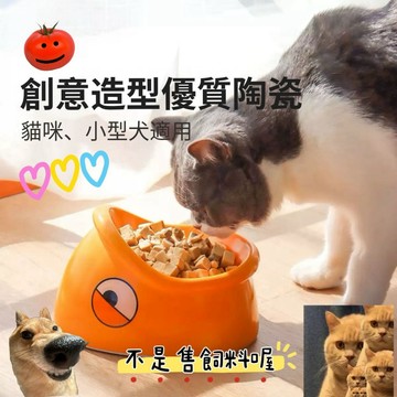 【吉利發寵物】魚頭造型🐟寵物陶瓷餐碗🤪寵物護頸餐碗！貓碗，狗碗★犬貓餐碗_斜口碗★防打翻糧食狗貓餐碗