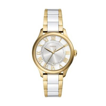 FOSSIL Gilmore白色陶瓷三針手錶-白*金 CE1131 附提袋
