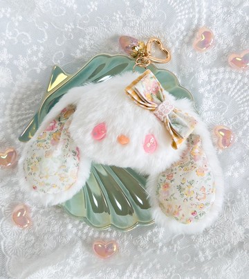 鑰匙圈 玩偶 布偶 兔子 緞帶 Liberty花布 plume おかおちゃん