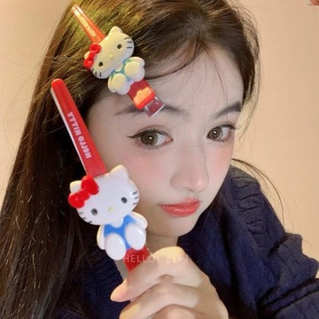 🔥好物優選🔥可愛 貓咪~卡通紅色髮夾女側邊劉海夾化妝一字夾髮卡頭飾大號