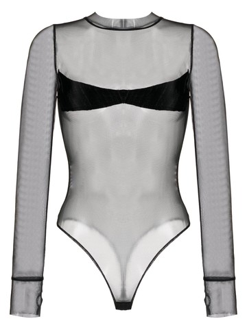 Sami Miro Vintage - semi-sheer long-sleeve bodysuit - women - Spandex/Elastane/Nylon - XS - Black