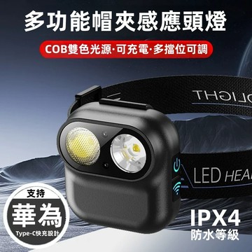 隔日達 強光頭燈 夜釣燈 IPX5防水 智能感應帽夾燈 戶外頭燈 帽沿燈 夾帽頭燈 感應頭燈 登山燈 釣魚燈 仿相機