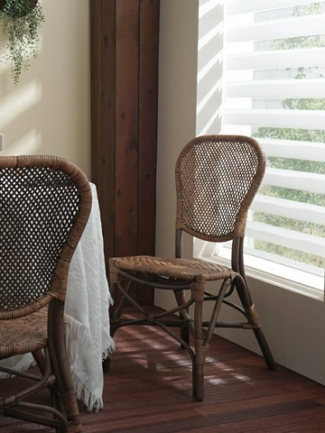 民宿風天然真藤餐椅家用餐廳藤椅復古藤編靠背椅陽臺休閑椅書桌椅 幸福驛站