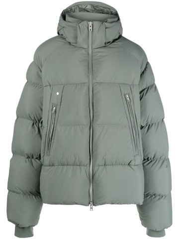 Y-3 - quilted hooded jacket - men - Recycled Polyamide/Down/Feather/Polyamide/Elastane - XS - Green