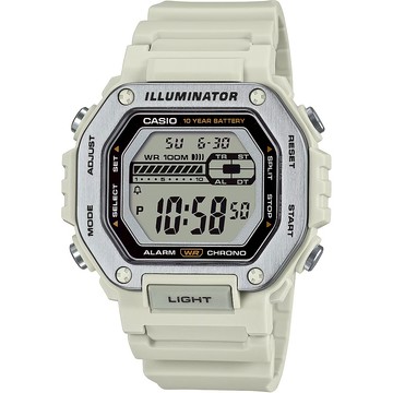 CASIO 卡西歐 10年電力金屬風計時手錶-米白 MWD-110H-8AV