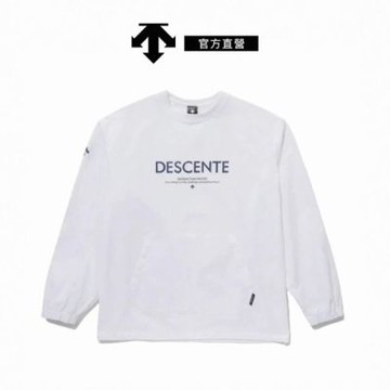 【DESCENTE】迪桑特 男士 運動上衣 長袖大學T(白色)