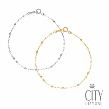 【City Diamond 引雅】18K日本刻面閃耀金球造型白K金 黃K金 手鍊-雙色任選(東京Yuki表參道系列)