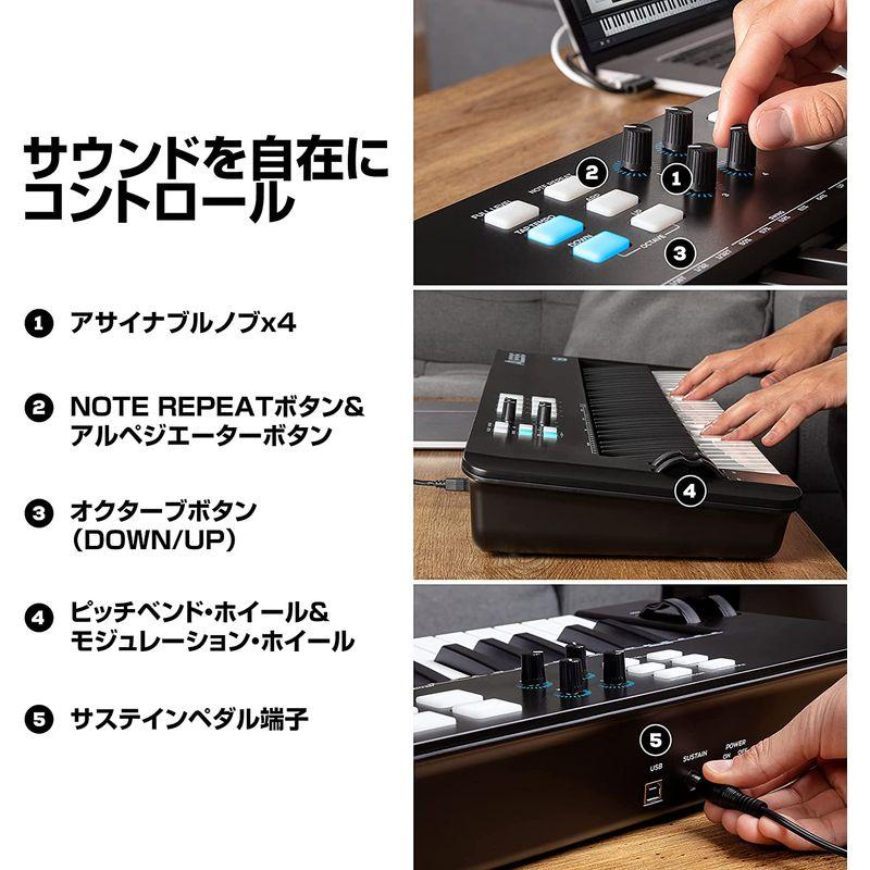 Alesis USB MIDIキーボードコントローラー61鍵ベロシティ対応FULL LEVELモード対応の8つのドラムパッド、アルペジエータ